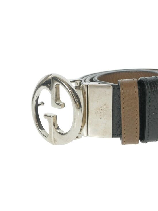 Gucci Interlocking Reversible Leather Buckle Belt 85 34 Black Brown main image 4